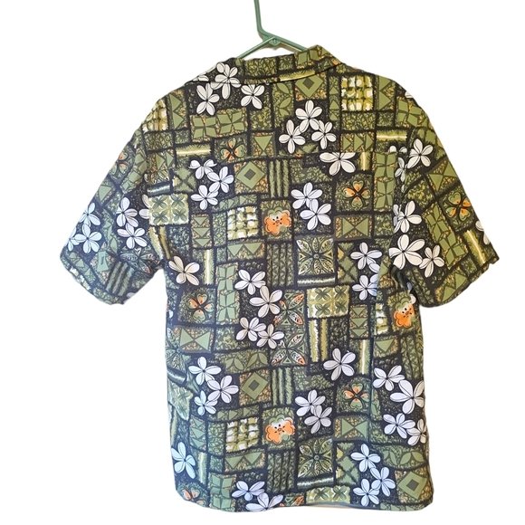 Rusty Surf Skate Hawaiian Shirt Mens Med Floral Green‎ Loop Collar Vintage 90s - Picture 3 of 3